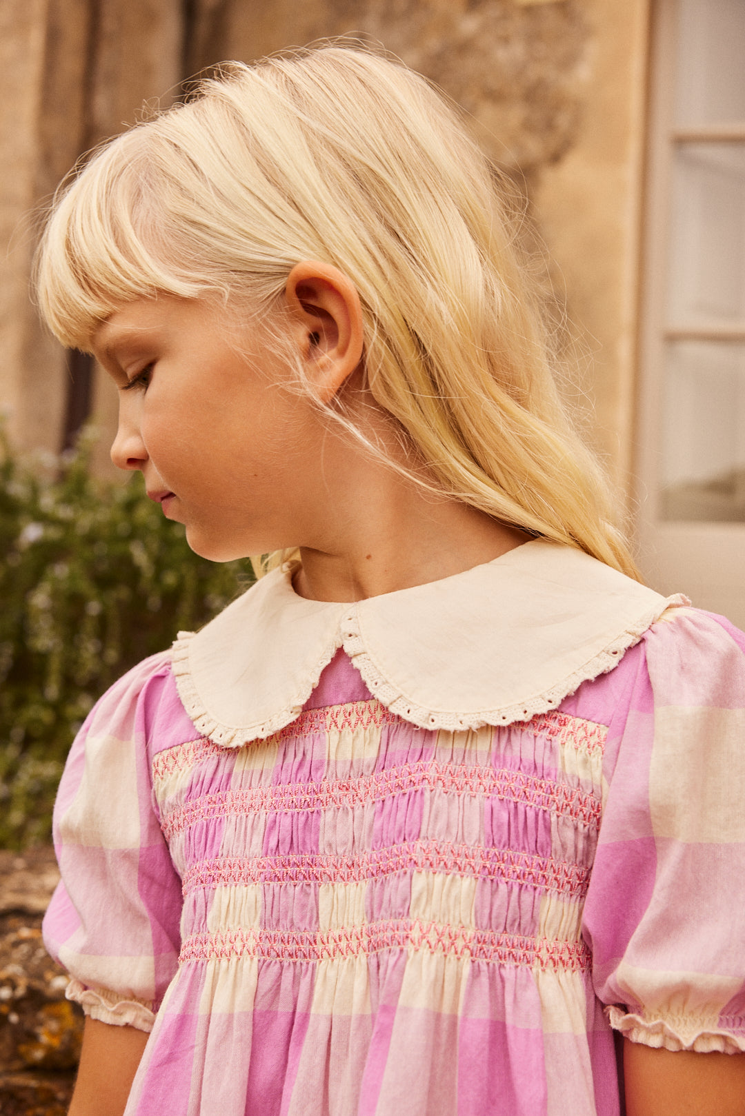 LALIE smocked dress Check Lila