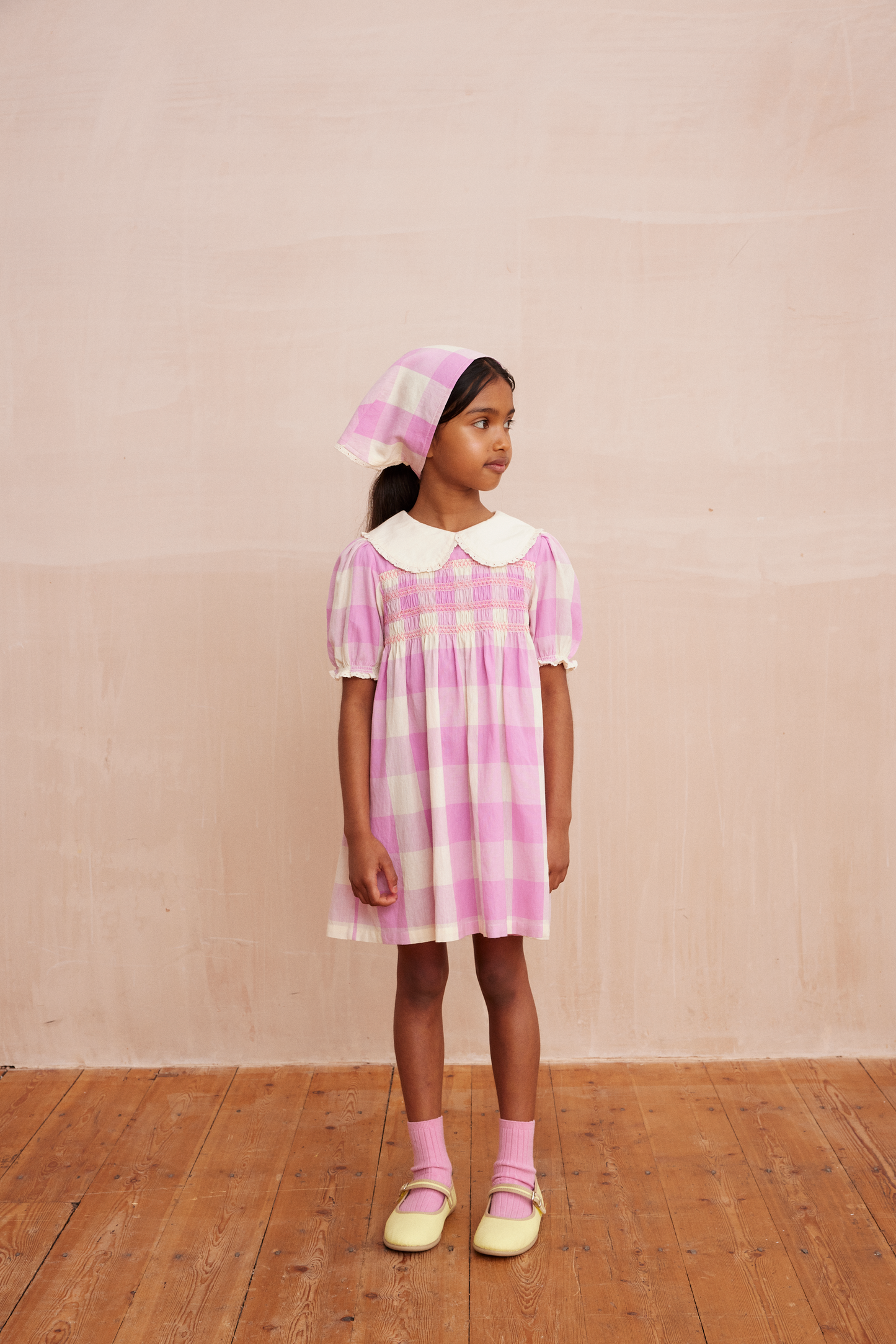 LALIE smocked dress Check Lila