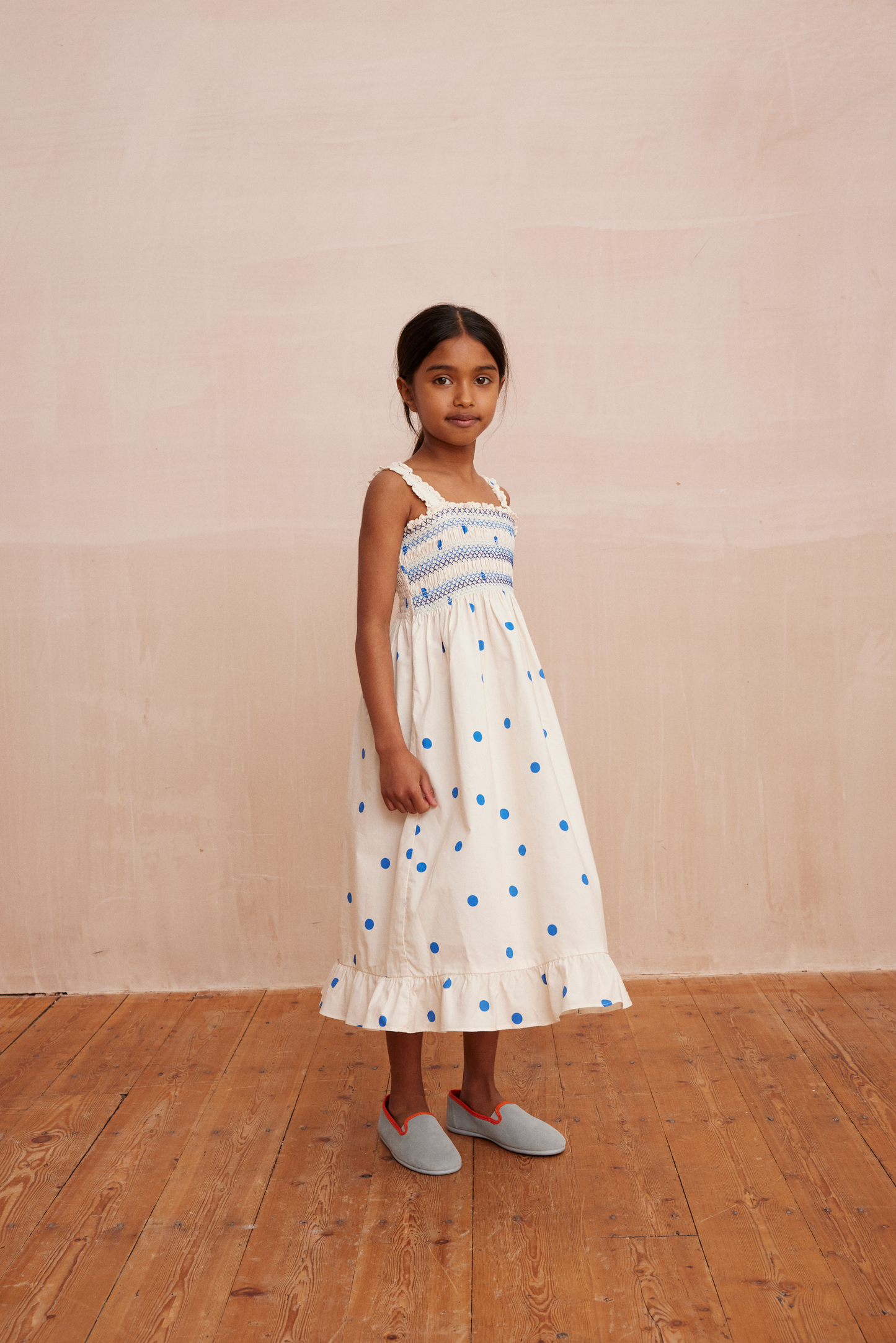 Robe à smocks ZAZA Dots Blue