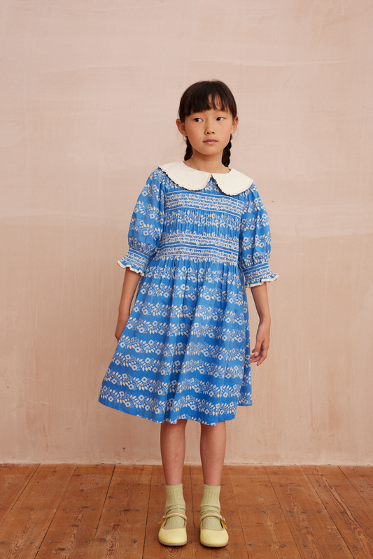 LOULOU smocked dress Farandole Blue