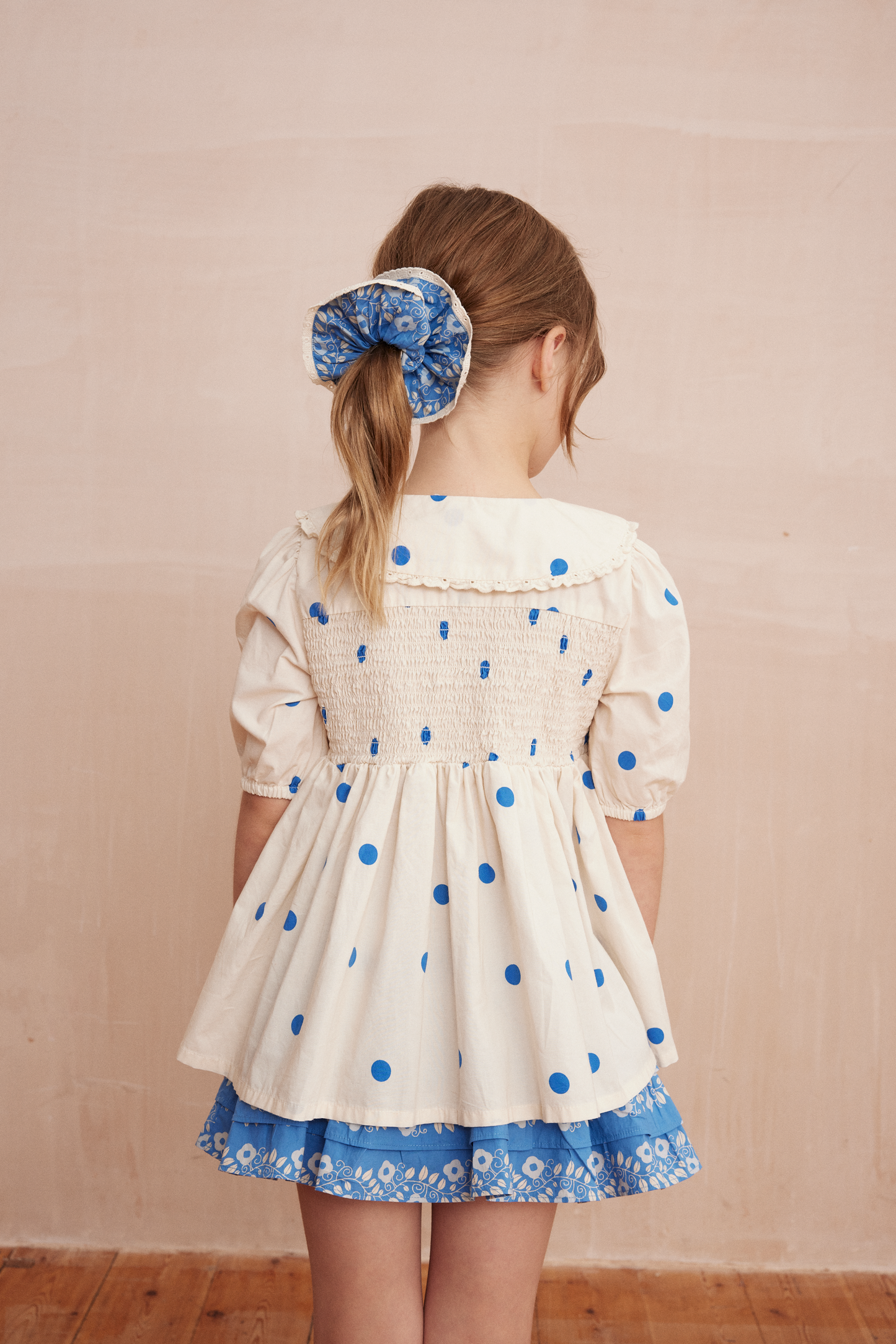 LINETTE smocked blouse Dots Blue