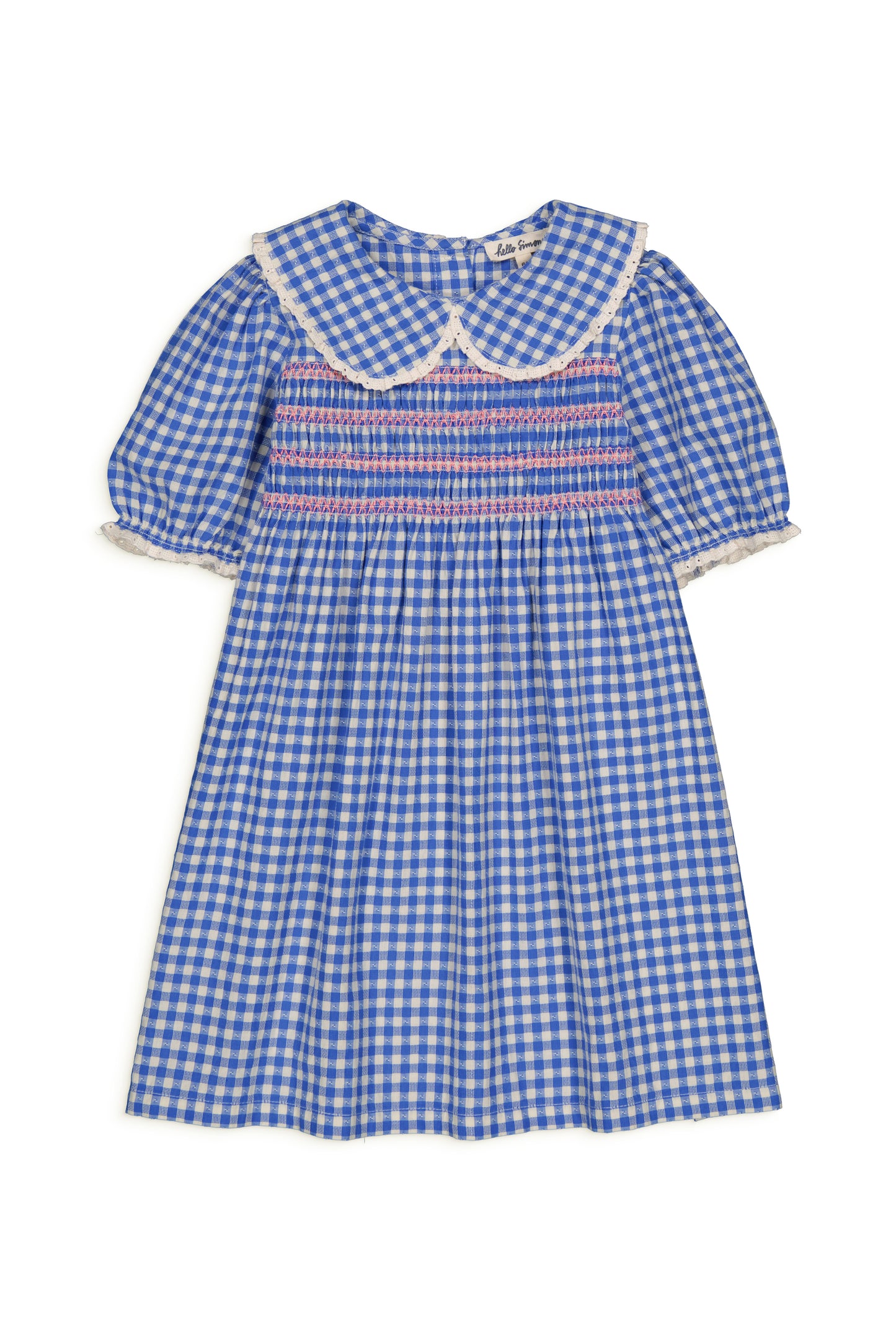 Robe à smocks LALIE Vichy Bleu