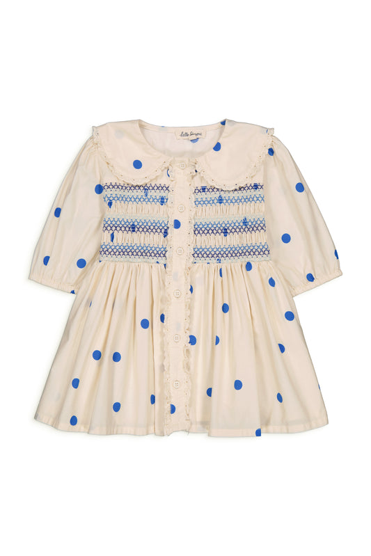 LINETTE smocked blouse Dots Blue