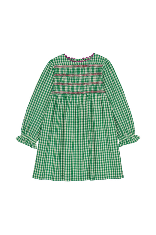 Smocked blouse in cotton with ruffle at the bottom of the sleeves