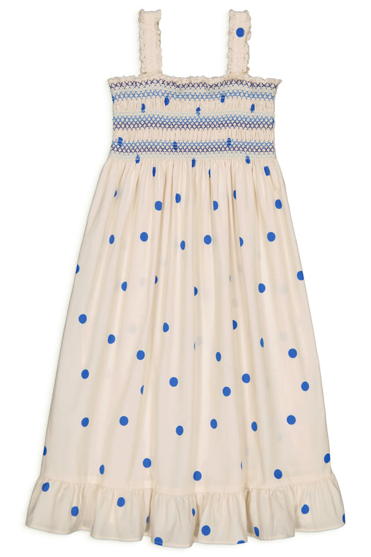 Robe à smocks ZAZA Dots Blue