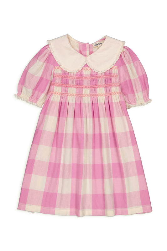 LALIE smocked dress Check Lila